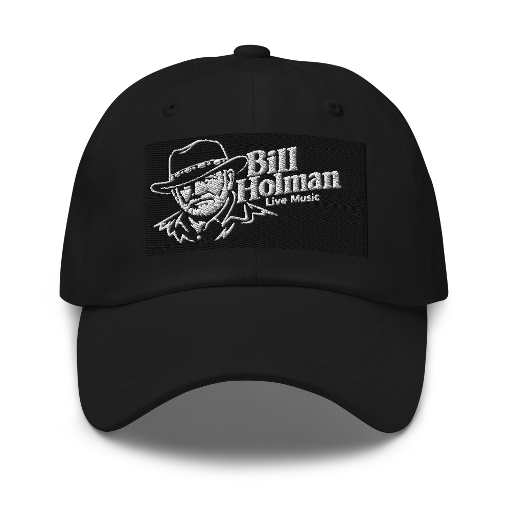 Bill Holman Live Music logo patch on a black dad hat